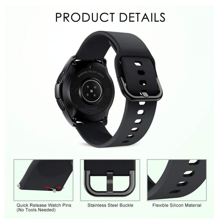 Tech Protect SMOOTHBAND SILICONE λουράκι για Huawei Watch GT, Watch GT2 - 22mm  - ΜΑΥΡΟ